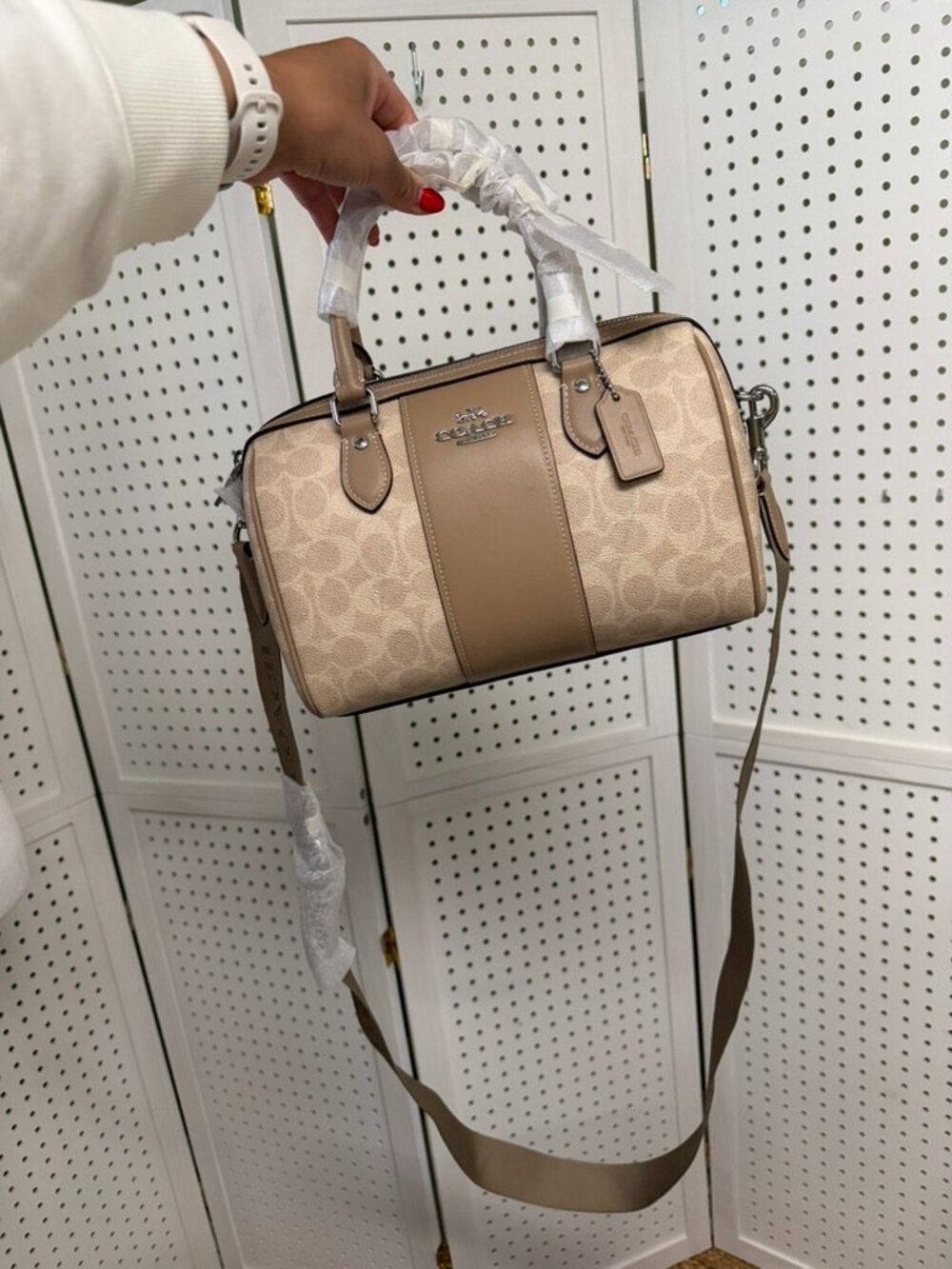 Coach Rowan Satchel Signature Canvas Cream Tan Sand Taupe CW376 Crossbody NWT - Picture 5 of 5